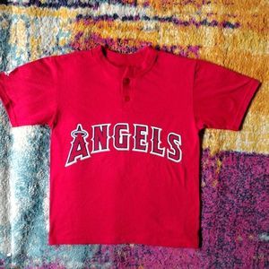 Majestic Los Angeles Angels 2 Button Pull Over Jersey #9